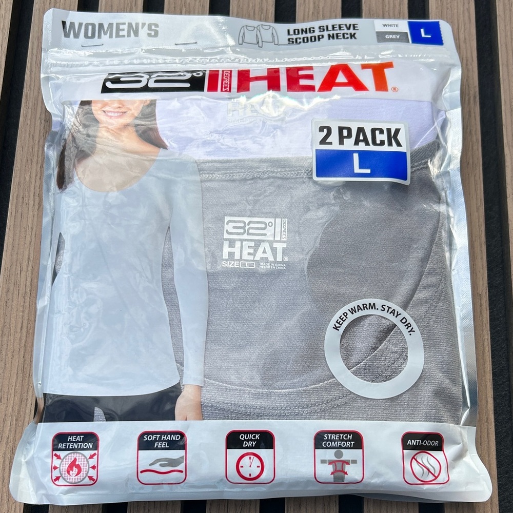32 Degrees women's long sleeve scoopneck 2-Pack size Large